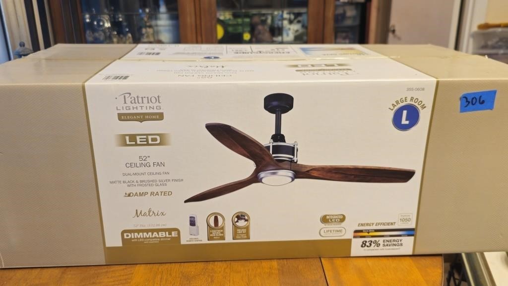 Patriot Lighting 52" Ceiling Fan MATRIX NEW IN BOX