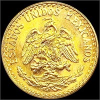 1945 Mexico Gold 2 Pesos CHOICE BU
