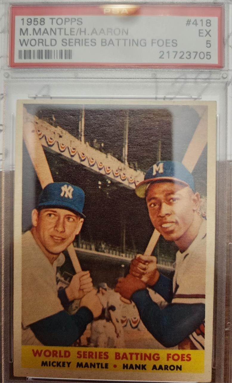 1958 Topps Batting Foes Mantle/Aaron PSA 5