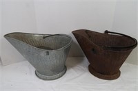 2 Coal Buckets-1 Galvanized(holes in bottom)