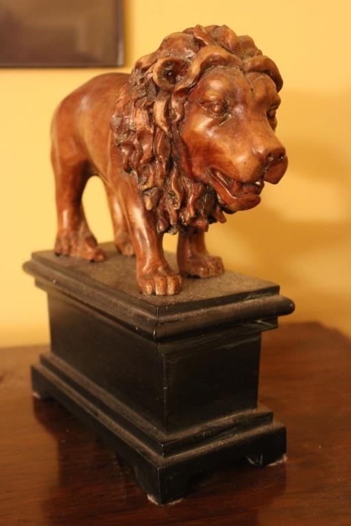 Resin Male Lion on Pedestal Book End