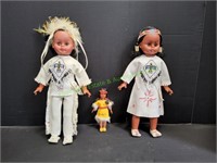 (2) 17" Indian Dolls w/ (1) 7.5" Indian Doll