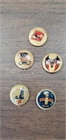 5 assorted vintage Kellogg's pep lapel pins