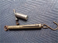 Vintage Grease Gun and Hanging Scale