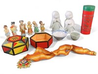 Six Japanese porcelain figures, vintage Foo Chu