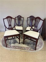 4 Ant. Shield back uph seat dining chairs 20"x38"