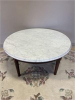 Antique Marble top round coffee table 29.5"x15.5"h