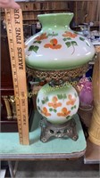 Hand painted green and orange lamp