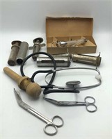 Vtg Medical -Metal Syringe Sleeves, Syringe Kit