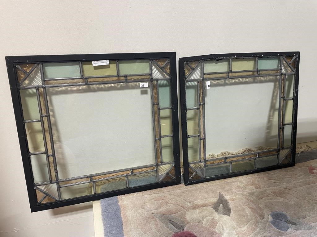 2 LEADED GLASS INSERTS