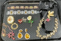 Beautiful tray lot of vintage and costume jewelry