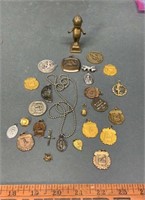 Medallions, Brass Baby Cupy, Cross, Coin