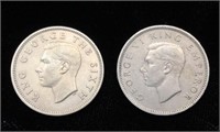 Coins -New Zealand One Shilling 1947-51