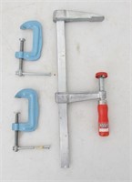 2 Small C Clamps & Bar Clamp