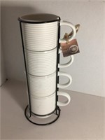 NEW MARKET FINDS STACKABLE COFFEE MUGS w HOLDING R