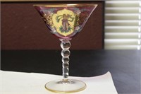 Hand Painted Cranberry Champagne Glass