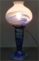 Studio art glass lamp with shade 20" high