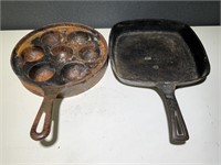 VTG Griswold Egg/Biscuit Cast Iron Pan & Square