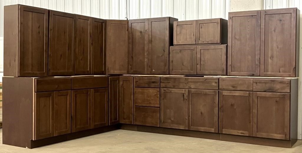 Rustic Walnut Sold Wood Premium Kitchen Cabinets