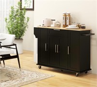 $195 Rolling Kitchen Island Cart with Drawers