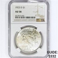 1923-D Silver Peace Dollar NGC AU58