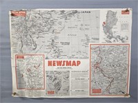 2 Sided Authentic 1944 Newsmap Poster
