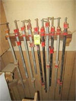 (10) Various sized pipe vises. Measures 24"-36".