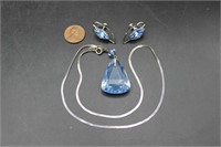Von Dell Sterling Silver Jewel Earrings & Necklace