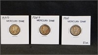 1919D & 1920 P&D Mercury Dimes