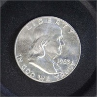 US Coins 1963-D Silver Franklin Half Dollar,