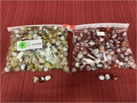 2 bags of marbles: 271 small yellow multi-colored