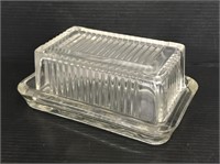 Vintage glass butter dish with lid