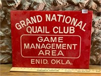 Metal Grand National Quail Club Game Management