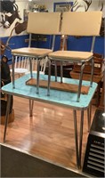 Vintage Enamel Top Table w/ 2 Chairs & Leaf