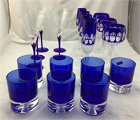 Crystal/Cobalt Blue Stemware/Cocktail Glasses