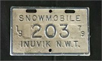 1979 Inuvik NWT snowmobile plate