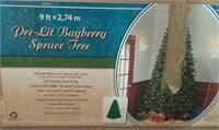 9 foot pre-lit Bayberry spruce tree