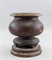 Chinese Old Wood Carved Censer with Stand