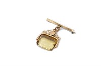 George V citrine & 9ct rose gold fob spinner