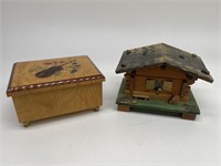 (2) Music Boxes: Violin & Swiss Chalet