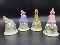 (4) Disney Princess Collectable Porcelain Bells