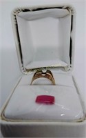 Antique 10KT Gold & Ruby Ring (stone loose,