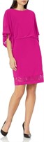 Women's Elbow Sleeve Length Dress, Fuchsia, 24Plus