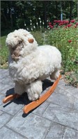 Full size wool, sheep, rocking horse, Wood