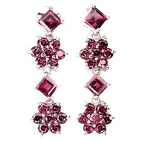 Natural Unheated Square Rhodolite Garnet Earrings