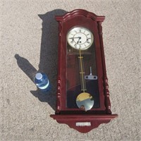 Solar Wall Clock w/ Pendulum & Key 26" High