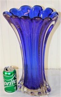 Nason & Moretti Murano Blue Glass Vase Italy