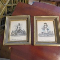 Vinrtage Pair of Farming Girl Prints