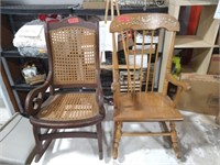 Two Vtg Wooden Child's Rocking Chairs