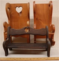 (2) Wooden Doll Size Chair & Rocking Chair